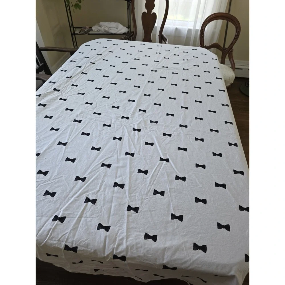 Pottery Barn Kids Teens Full Sheet Set Emily Meritt Bow Tie Bedding Cotton White